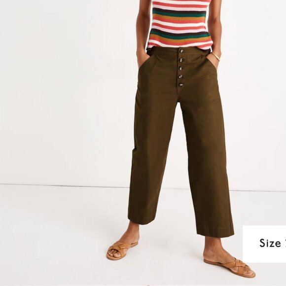 NWT Madewell Greenwich Relaxed Pants: Button-Front Edition Size 24 in Kale - Picture 8 of 9